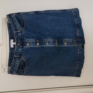 Loft Denim Button-Up Mini Skirt